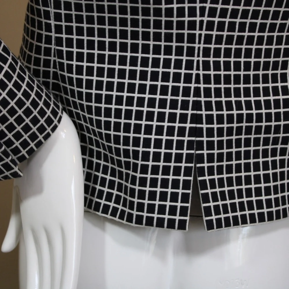 Armani Collezioni Black White Grid Tailored Blazer Made in Italy